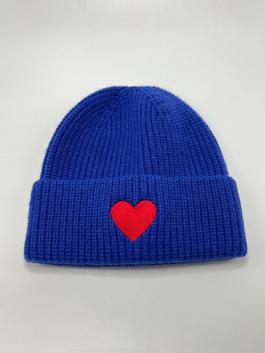 Brand New Steve Madden Blue Knit Beanie Hat w/ Rhinestone Beaded Heart STEVE MADDEN WOMENS BLING RHINESTONE HEART BEANIE HAT CAP  main image 4