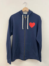 Load image into Gallery viewer, Share The Love Zip Up Hoodie Sweatshirt - Navy w/Red Heart