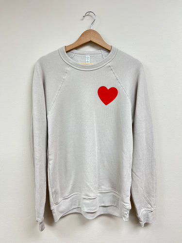 Share The Love Sweatshirt - Beige w/Red Heart