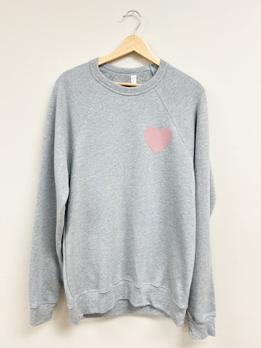 Share The Love Sweatshirt - Light Grey w/Mauve Heart (Copy)