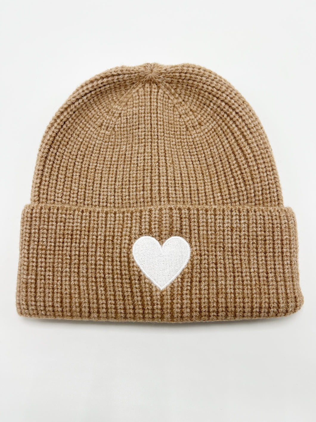 Signature Heart Beanie - Khaki / White