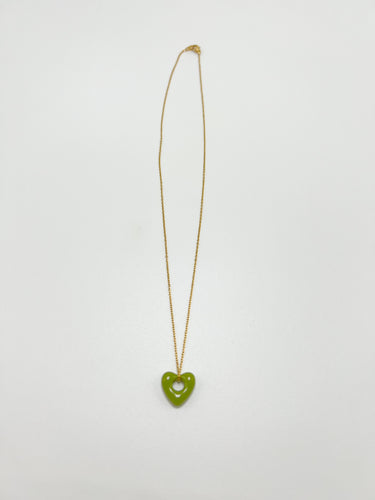 Signature Heart Necklace - Olive Green