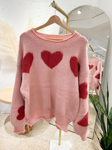 Pink Hearts Sweater