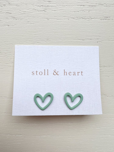 Mint Heart Studs