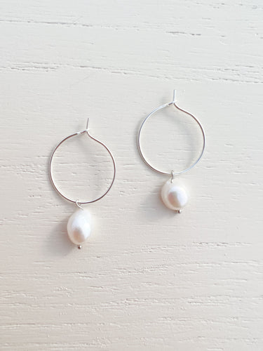 The Essential Pearl Hoops - Silver, small
