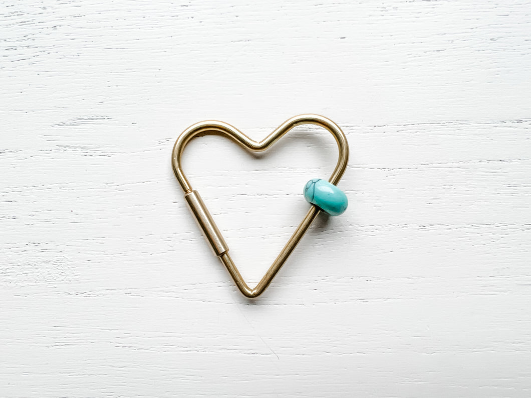 Heart Keychain with a Purpose - Turquoise - Stone of Good Fortune