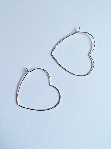 Silver Heart Hoops