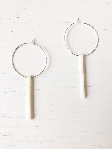 The Chelsea White Tortoise Hoop - Silver