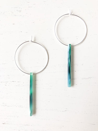 The Chelsea Green Tortoise Hoop - Silver